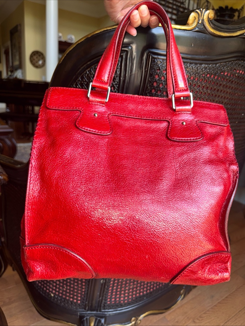 Vintage Red Leather Celine Shoulder Bag Made In Italy - Picture 2 of 15